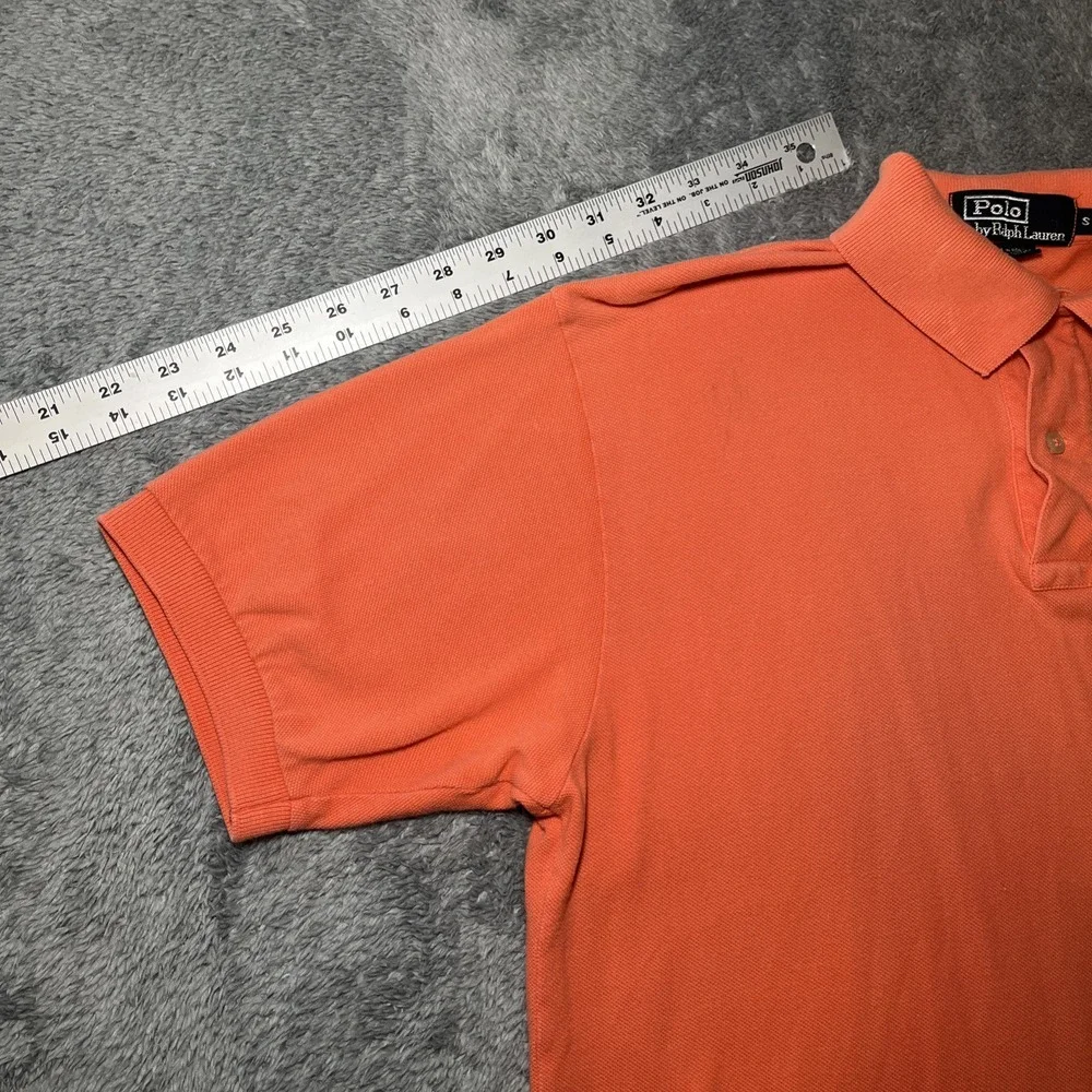Vintage Polo By Ralph Lauren Men's SZ S Orange Short Sleeve Blue Pony Shirt